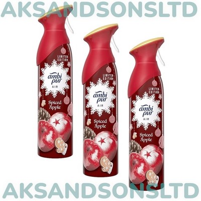 3 x Febreze Air Mist Spiced Apple 2 in 1 bekämpft Geruch & Frische 185ml