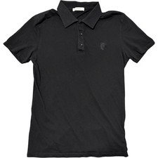 Versace Collection Black Polo Shirt Embroidered Logo Size S Mens Short Sleeve 