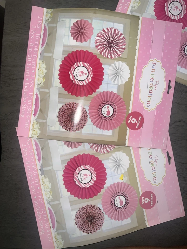 It's A Girl Dulce Safari Baby Shower Ventilador Cumpleaños Colgante Decoraciones 6 Piezas Foto 3 de 4