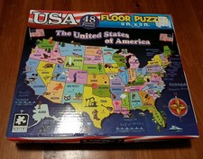USA Map Kids' Floor Puzzle 48 Pieces  36 Inches Wide x 24 Inches High 