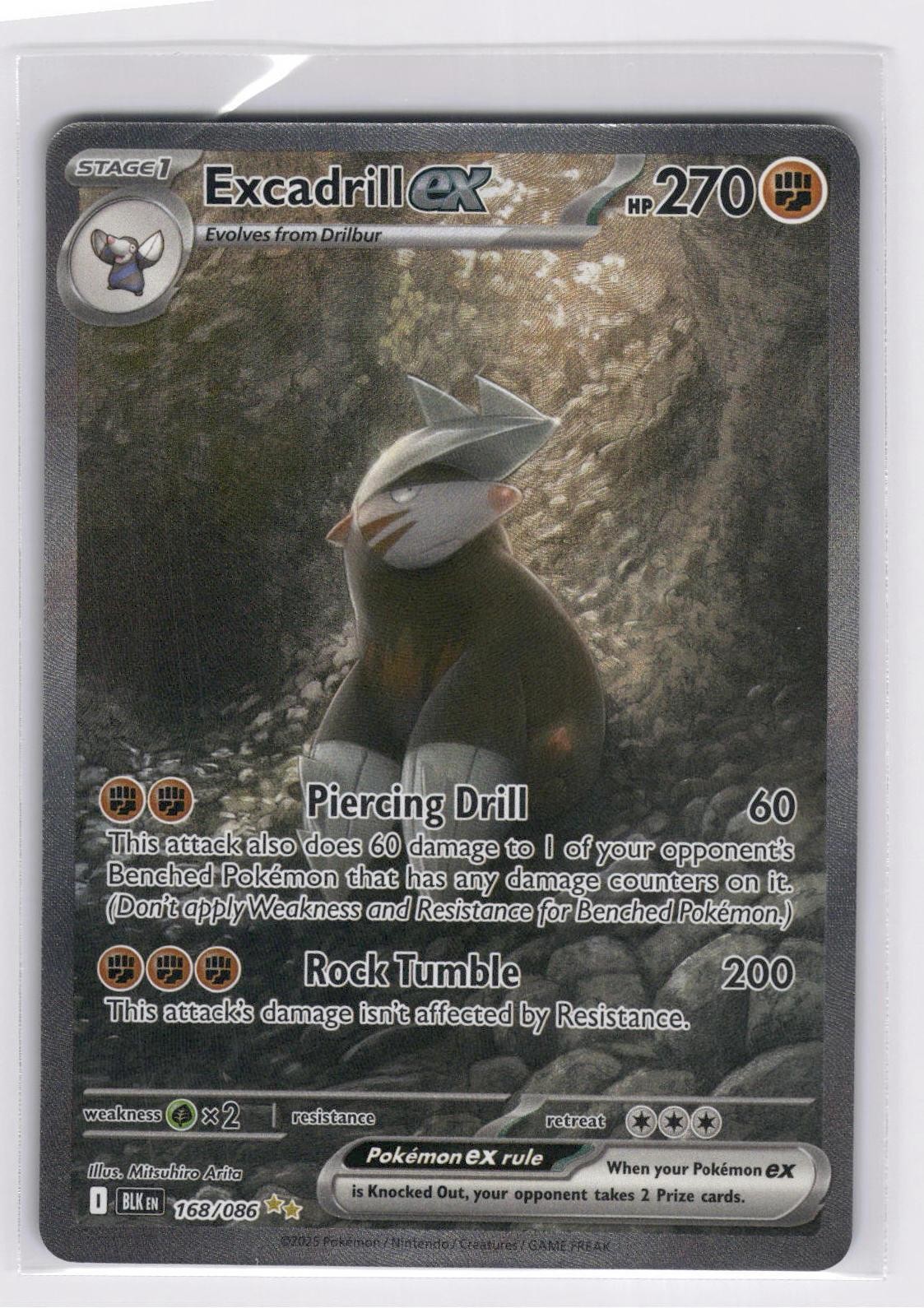 Excadrill ex 168/086 - Holo Special Illustration Rare Black Bolt Pokemon NM