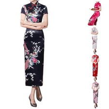 Chinese Print Women for cheongsam for traditional Long Dress Slim Split Standing