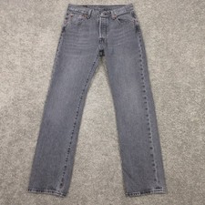 Levis Jeans Mens 30x32 Gray 501 Button Fly Regular Straight Whisker Denim Pants