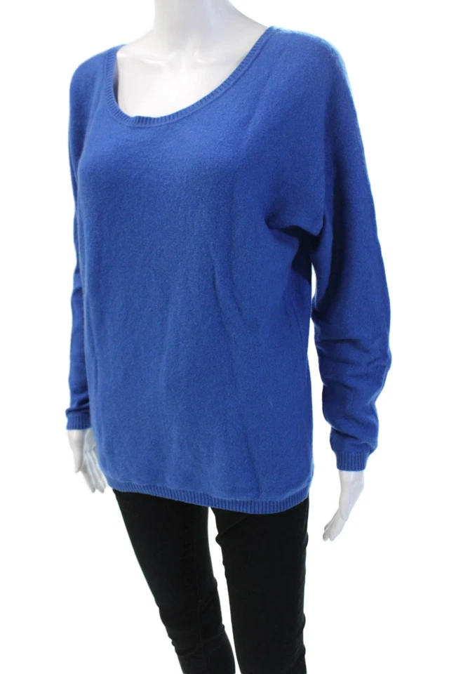 Top informal tejido manga larga cuello en V Vince para mujer azul talla XS Foto 2 de 4