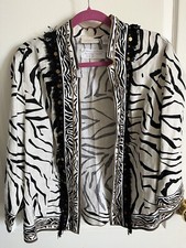 Chicos Artsy 100 Linen Jacket No Closure 2 M L Animal Print Very Nice