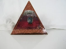 Orgonite Pyramid Hawaii Tiki Copper Cryystal  5"     1 lb 15oz