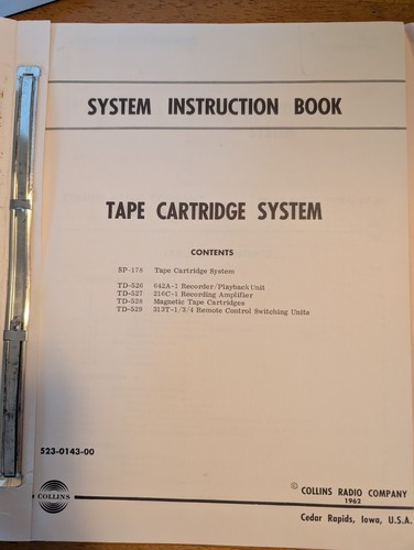 Collins Radio Company Tape Cartridge System Instruction Books, Schematics - Picture 3 of 24