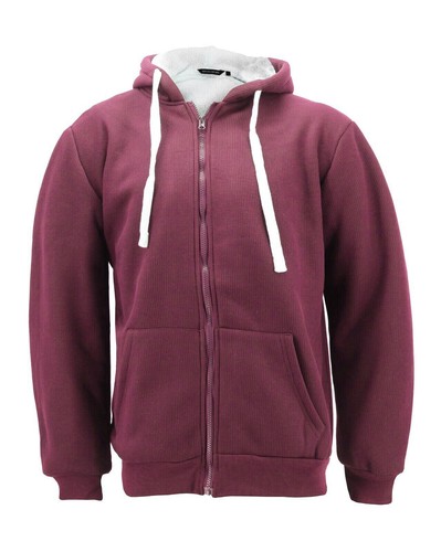 Men's Heavyweight Thermal Zip Up Hoodie Warm Sherpa Lined Sweater Jacket - Picture 26 of 29