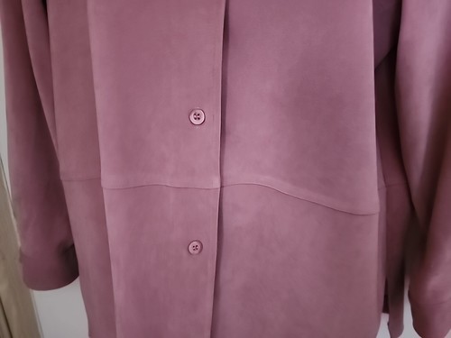 Womens Faux Suede Button Front Lightweight Jacket - Notations Woman L Pink - Picture 5 of 7