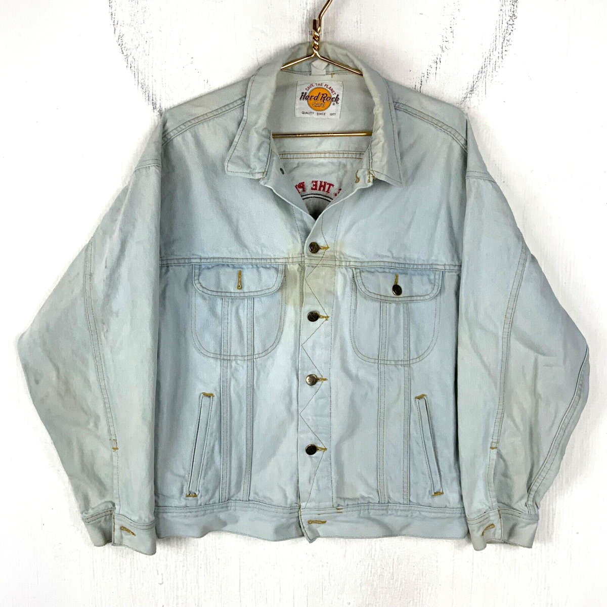 Vintage Hard Rock Cafe Denim Jean Jacket Large Button Up Vintage Hard Rock Cafe Denim Jean Jacket Large Button Up