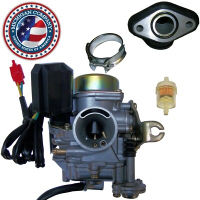 fits 20mm Eagle 50cc 50 Carburetor & Intake Manifold Boot Scooter Moped Carb NEW