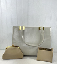 VINTAGE Koret Women's Handbag w/Coin Purse Mirror Beige Snap Closure