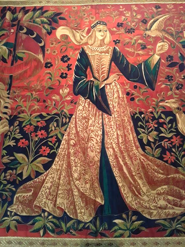 1960s Italian "La Dame de la Licorne " style printed Tapestry - Picture 3 of 12