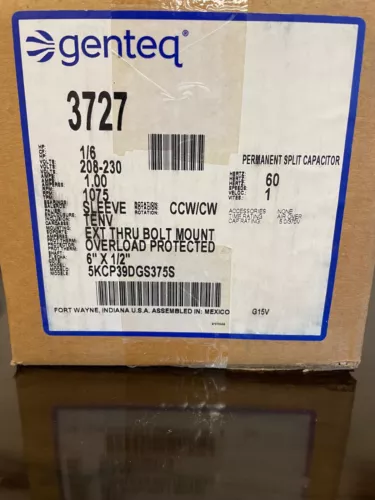 Genteq 3727 Condenser Fan Motor 1/6 hp, 1075 RPM, 208-230V, 5KCP39DGS375S