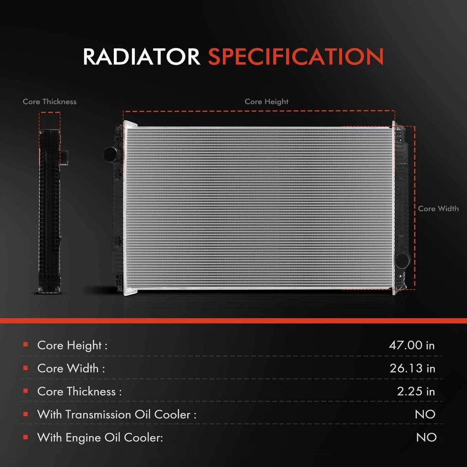 Nuevo radiador sin enfriador de aceite para Freightliner Argosy 2007-2009 B2 2006-2008 FL112 Foto 2 de 4