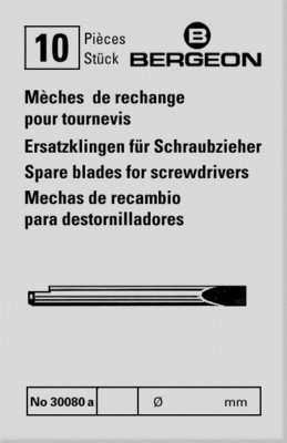 Lot De 10 Lames De Tournevis Droites Bergeon 30080-A, Toutes Tailles, Fabriqué En Suisse