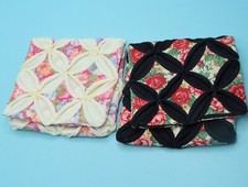 TWO Cathedral Window Quilted Square POUCHES