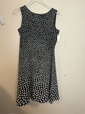 TALBOTS Women's Polka Dot Dress Size 8P Black Swing Dress Knee Length NWT