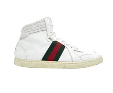 Gucci Coda Web Stripe Leather High Top Sneakers