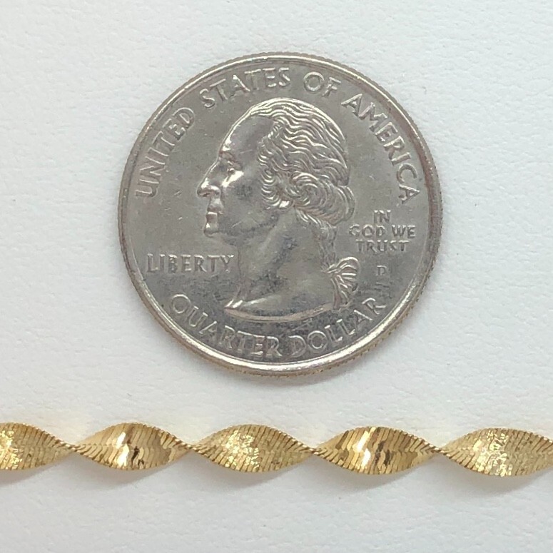 14K Solid Yellow Gold Twisted Herringbone Bracelet Au… Gem