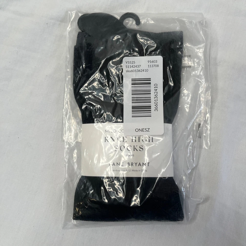 Lane Bryant 女式及膝黑色裤袜尼龙/氨纶均码 — 第 2/4 张图片