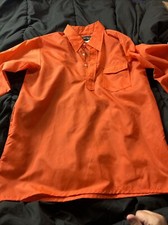 VTG Obermeyer Orange Wind Shirt Partial Button Front Front Pocket Nylon L Read