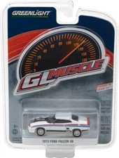 GREENLIGHT 1973 FORD FALCON XB CUSTOM WHITE WITH RED/BLUE STRIPE 1/64 13190 E