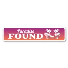 Paradise Found, Beach Shore Sign, Beach House Wall Art, Palm Tree Metal Sign