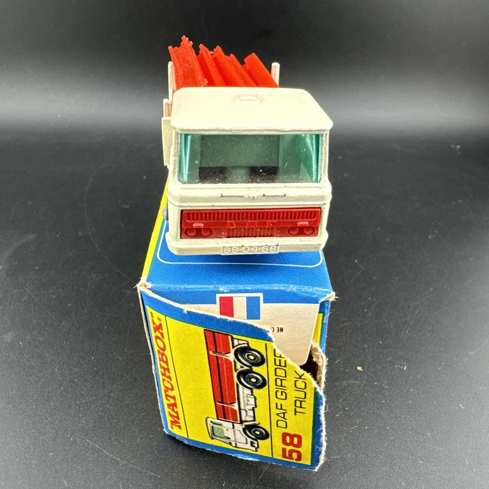 Camión Matchbox #58 1968 vintage blanco Daf Girder caja original envío gratuito mirar Foto 2 de 4