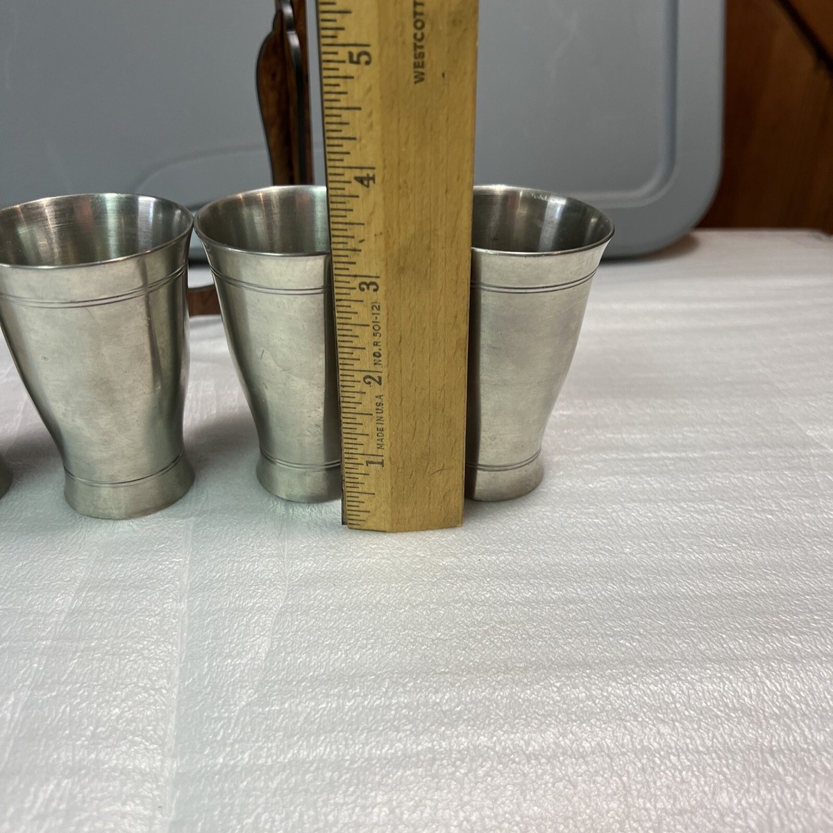 4 Vintage Pewter Metal Cups Etain Fin 98% Geneve | eBay