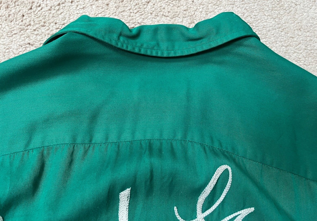 Vintage Bowling Shirt Medium Crown Prince Green Maple Grove Oil Co