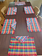 Set of 6 Multicolor Cotton Placemats 20.5 x 13.5 with 6 matching Napkins