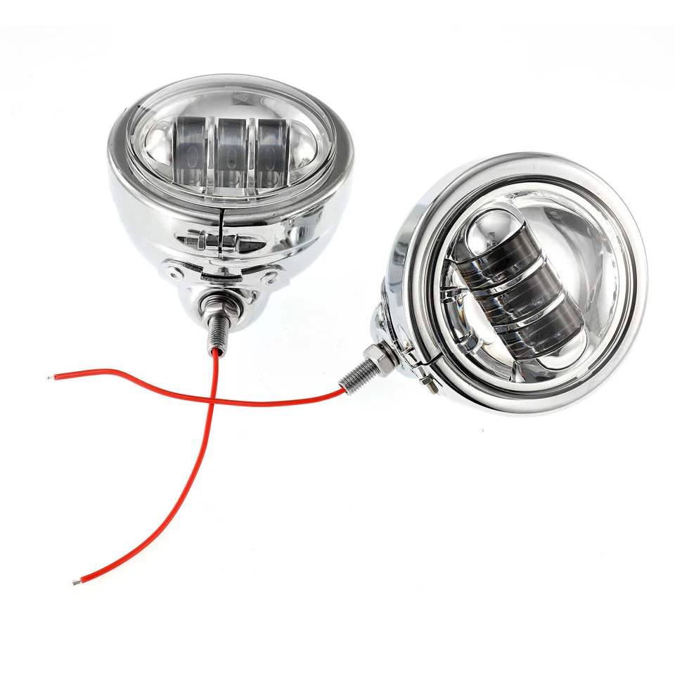 2pcs 4.5'' LED Fog Light with Outer Cover Housing Bracket Trim For Harley US Foto 4 de 4