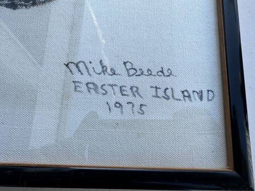 Quadro Mike Beede "Isola di Pasqua" 1975 incorniciato - Foto 2 di 3