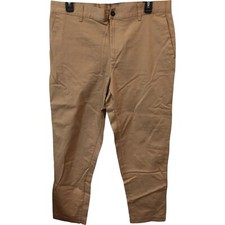 ZARA Flat Front Chino Khaki Pants Mens Size 32 Beige Slash Pockets Straight Leg