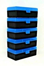 BERRY'S PLASTIC AMMO BOXES (5) BLUE 50 ROUND (44SPL,44MAG,45 COLT,41MAG,44-40)