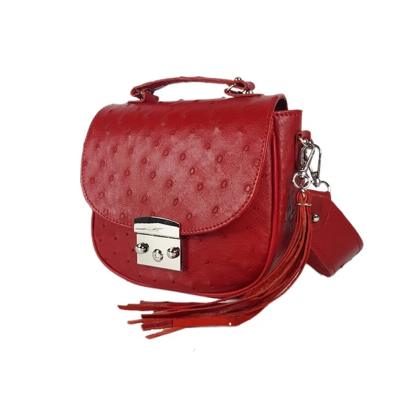 COACH Borsa a tracolla donna VERA pelle di struzzo borsa a mano rossa di lusso tracolla