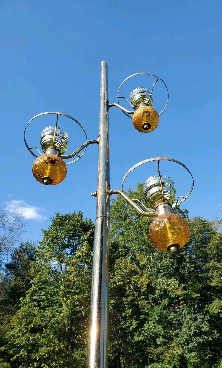 VINTAGE MID CENTURY TENSION POLE LAMP RARE AMBER LIGHT BRASS MCM