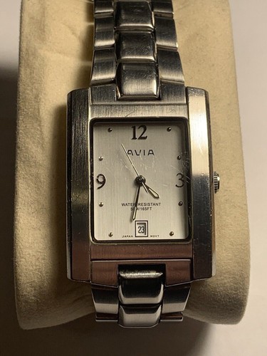 Avia Mens Tank Watch Ref. 100202 Date Quartz Steel New Battery - Free Returns - Picture 3 of 19