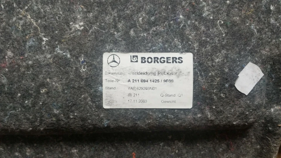 06-11 MERCEDES-BENZ W211 E550 CLS550 W219 REVESTIMIENTO AISLAMIENTO MALETERO TRASERO OEM Foto 3 de 3