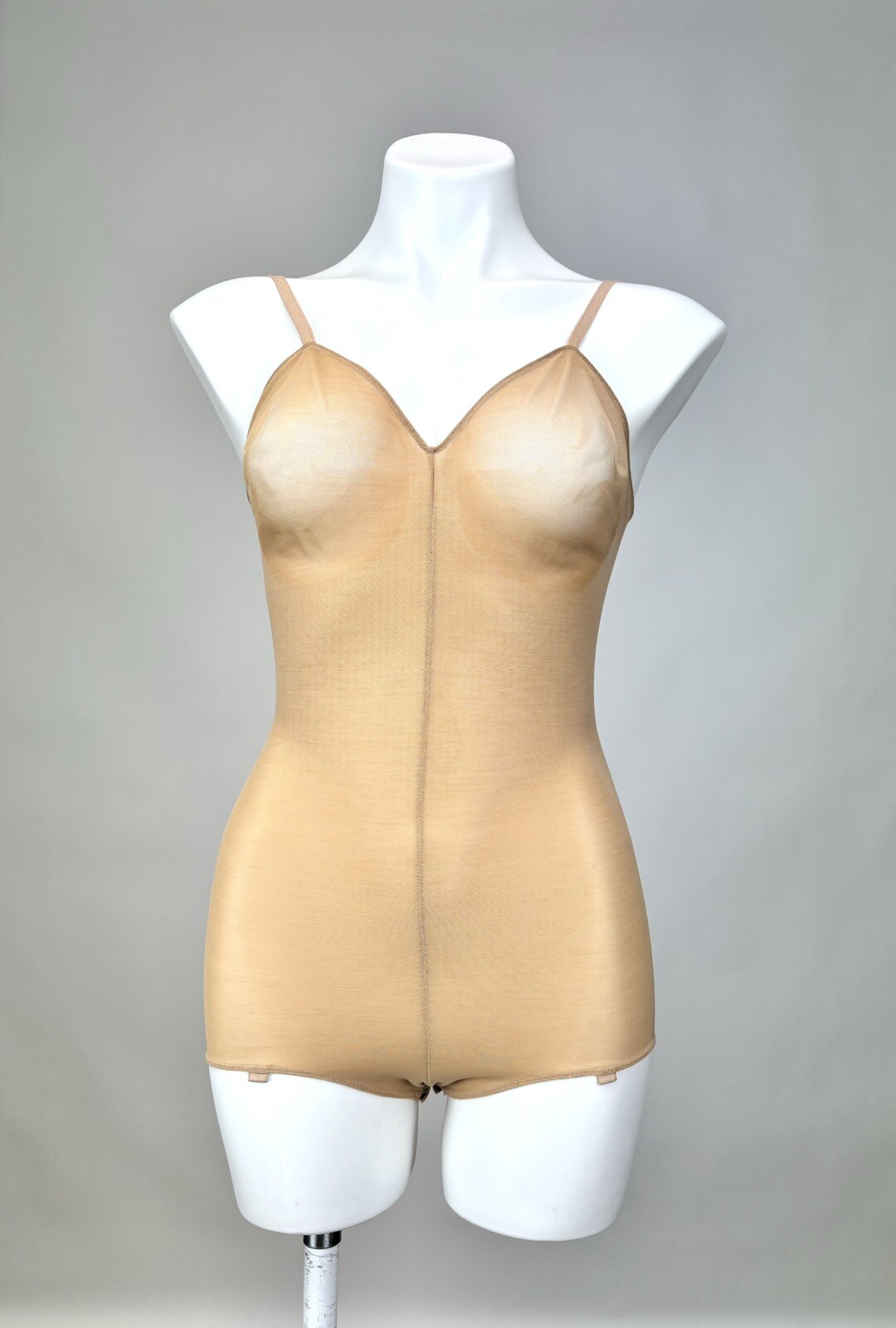 Vintage 70s Warner's Nylon Lycra Spandex Shapewear Bodysuit Nude 36C