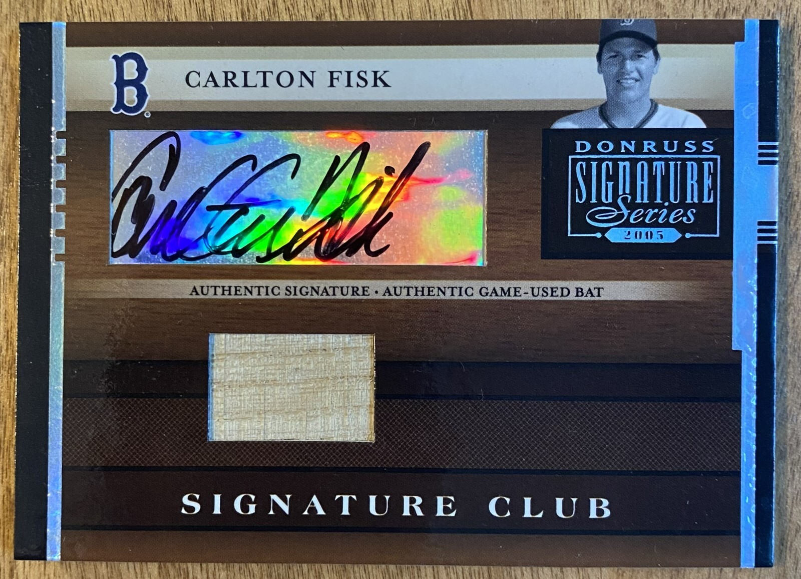 Carlton Fisk Auto 2005 Signature Club Series Game Used Bat Red Sox Baseball HOF