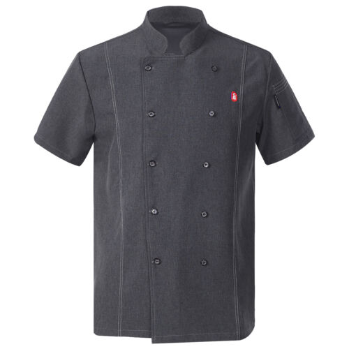 Mens Short Sleeve Chef Coats Jacket Kitchen Restaurant Hotel Cooking Work Shirts - Picture 12 of 81