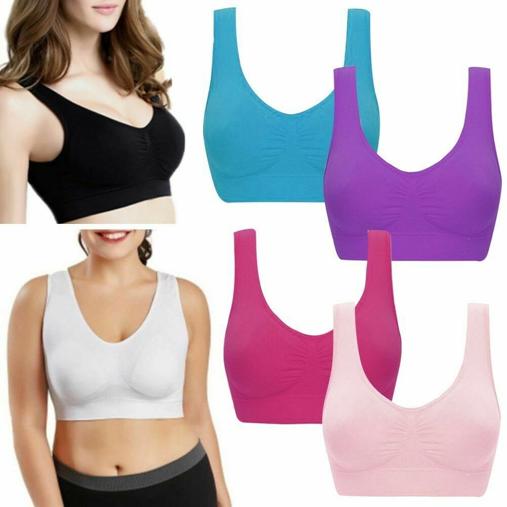 3 PACK Women's Ladies Sports Sleep Comfort Bras Full Cup NonWired