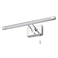Litecraft Picture Wall Light Bathroom LED With Pull Cord Switch - Polish Chrome 