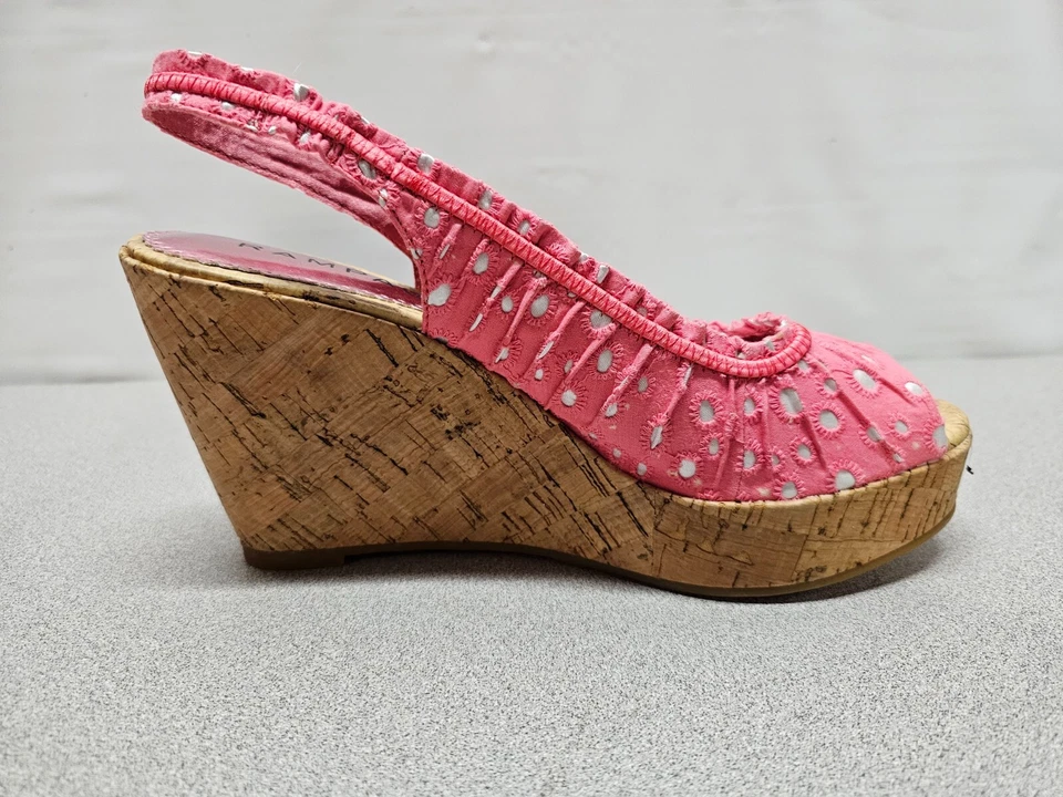 Zapatos de salón Rampage Daria para mujer talla 8,5 corcho cuña rosa 4" tacón plataformas punta abierta Foto 4 de 4