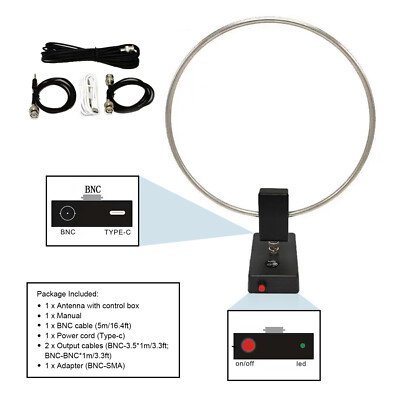 GA-800 Active Loop Antenna Shortwave Antenna 10KHz-159MHz HF Portable Fit Radios