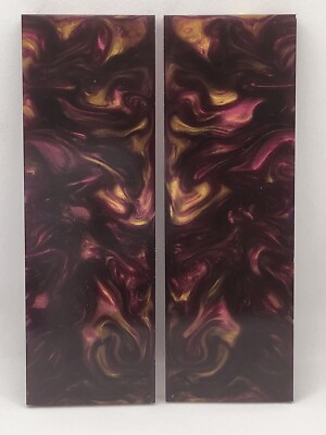 2 PCS COMPOSITE KNIFE HANDLE MATERIAL BLANK SCALES: SANGRIA GOLD #5720