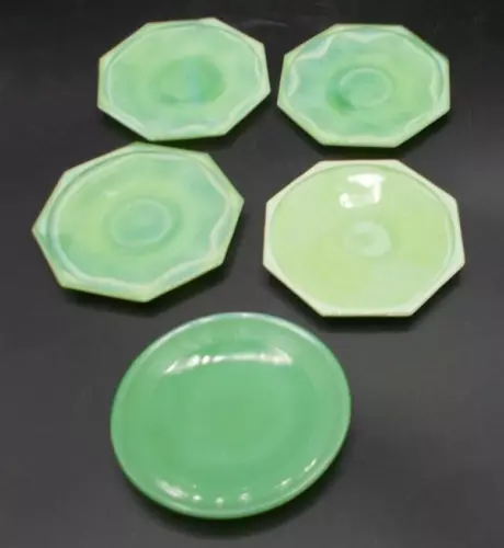 Vintage Akro Jadeite/Slag Glass (5) Plates from Child's Playset