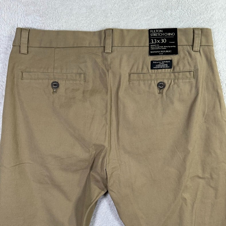 Banana Republic Fulton Skinny Chinos Pants Stretch Khaki Tan Mens 33X30